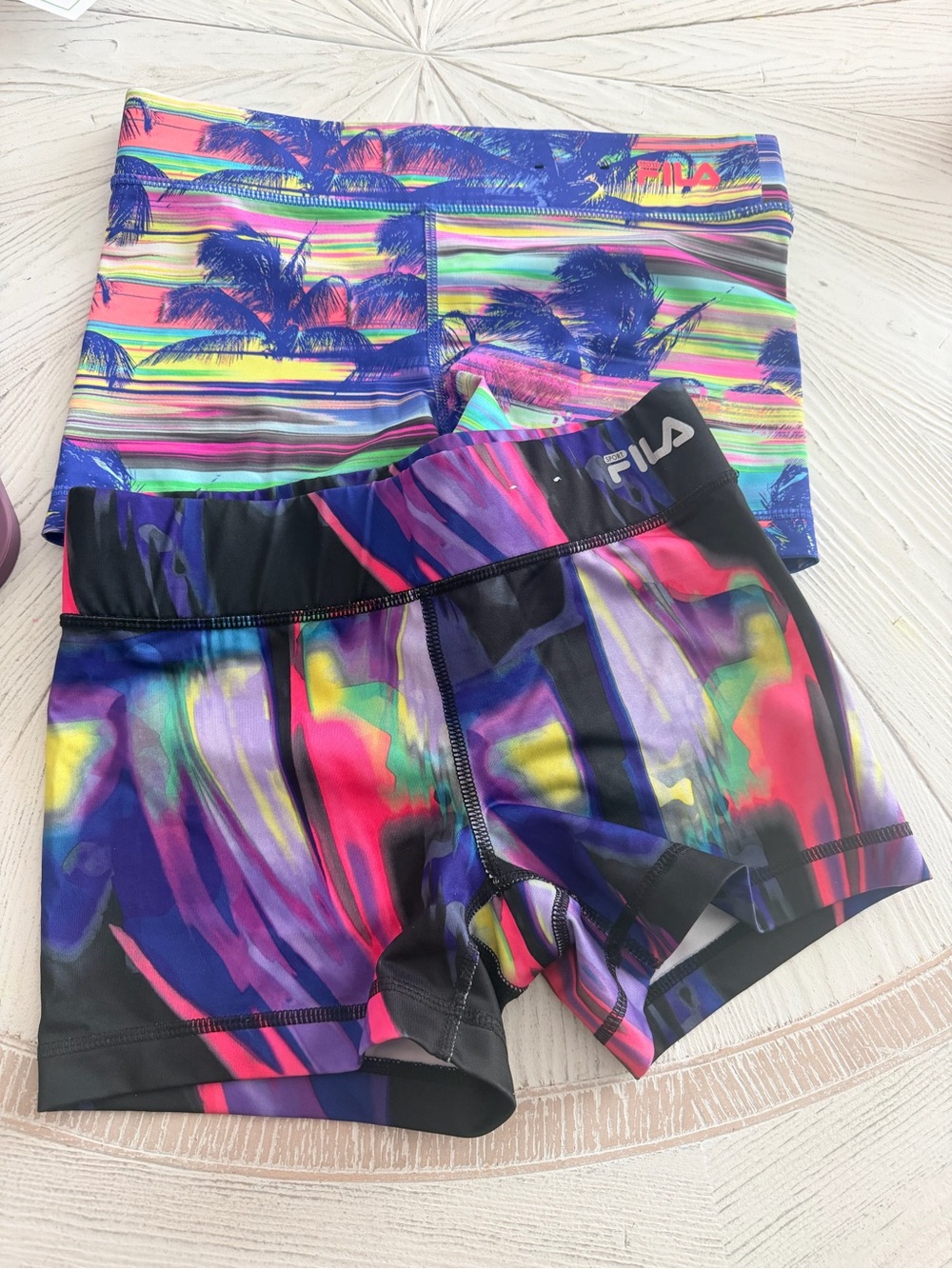 Fila Neon Tropical & Abstract Multicolor Athletic Shorts Duo